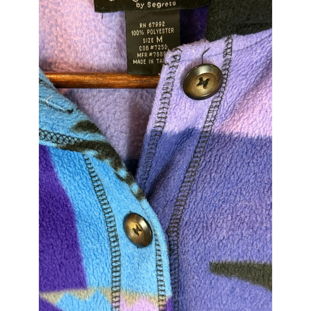 Sigrid Olsen Purple Blue North Woods Fleece Jacket Size Medium Woodland - Picture 3 of 9